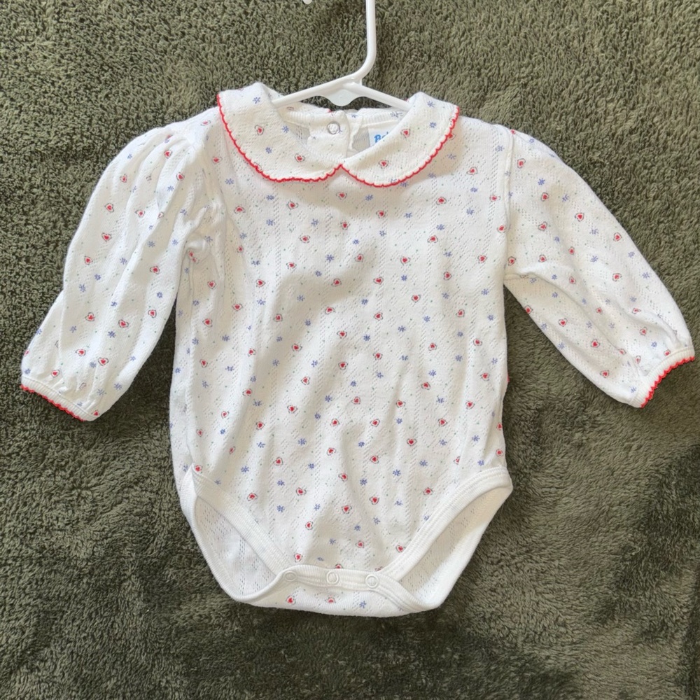 Vintage Baby B’gosh White Baby Bodysuit with Red Hearts